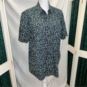American Rag CIE Men’s Short Sleeve Floral Print Short Sleeve Shirt Large Blue